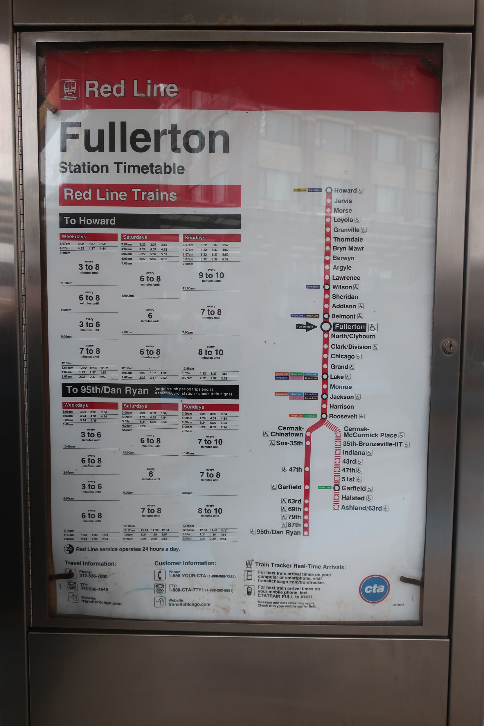 Timetable & map on Fullerton platform