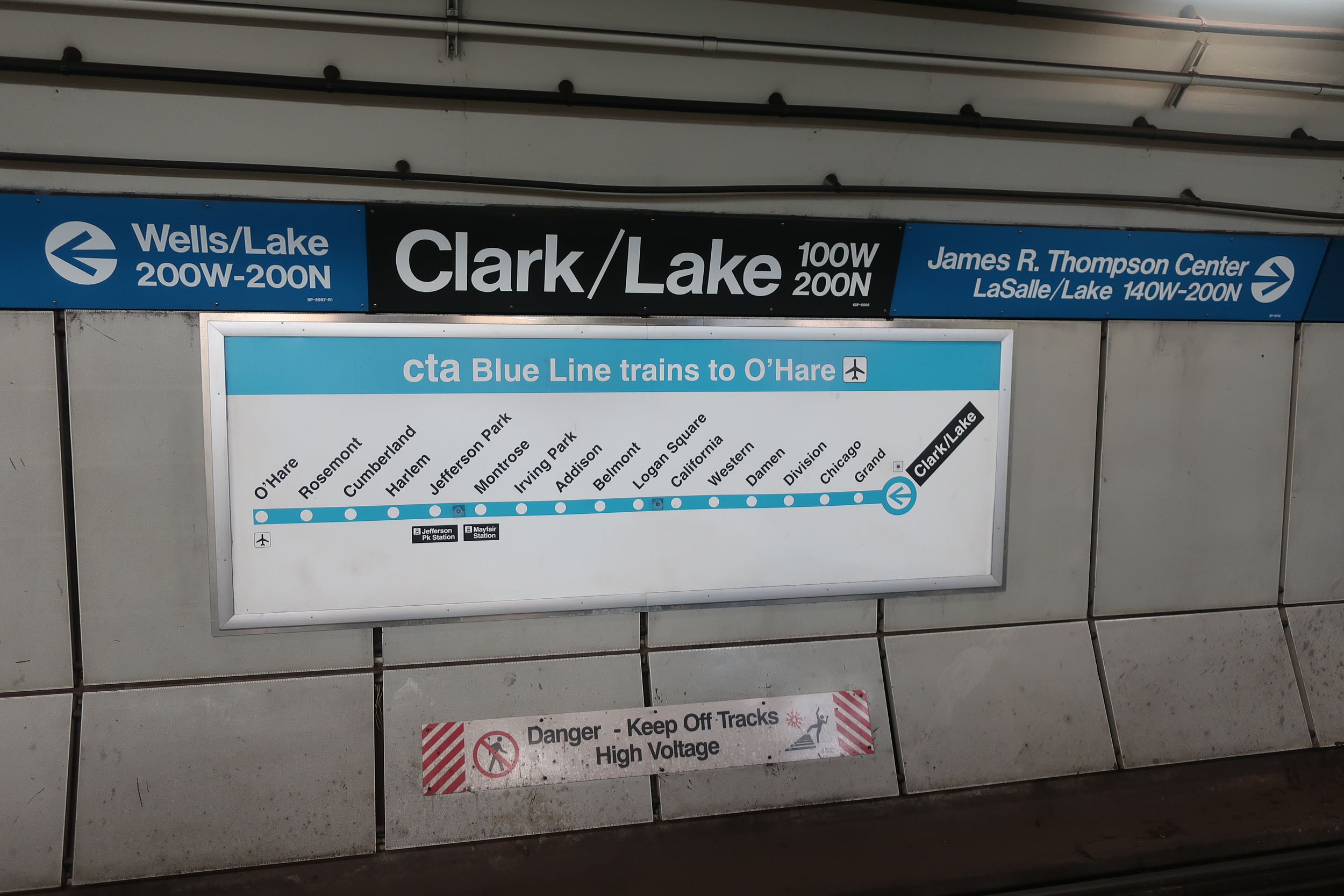 Blue Line strip map at Clark Lake station
